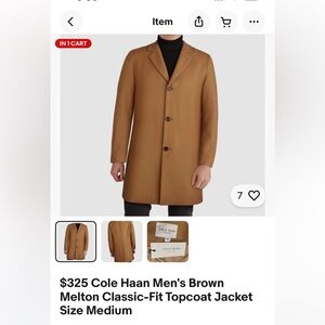 Men’s Cole Haan Tan Trench Coat with Classic Silhouette